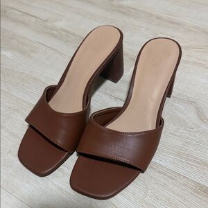 LOFT Brown Heeled Mules